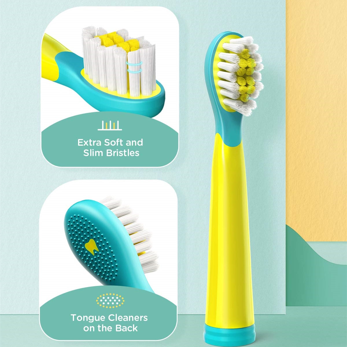 Family Kids Care Electric Toothbrush Soft Clean Safe Baby Children Oral Care Toothbrush with Soft Replacement Heads