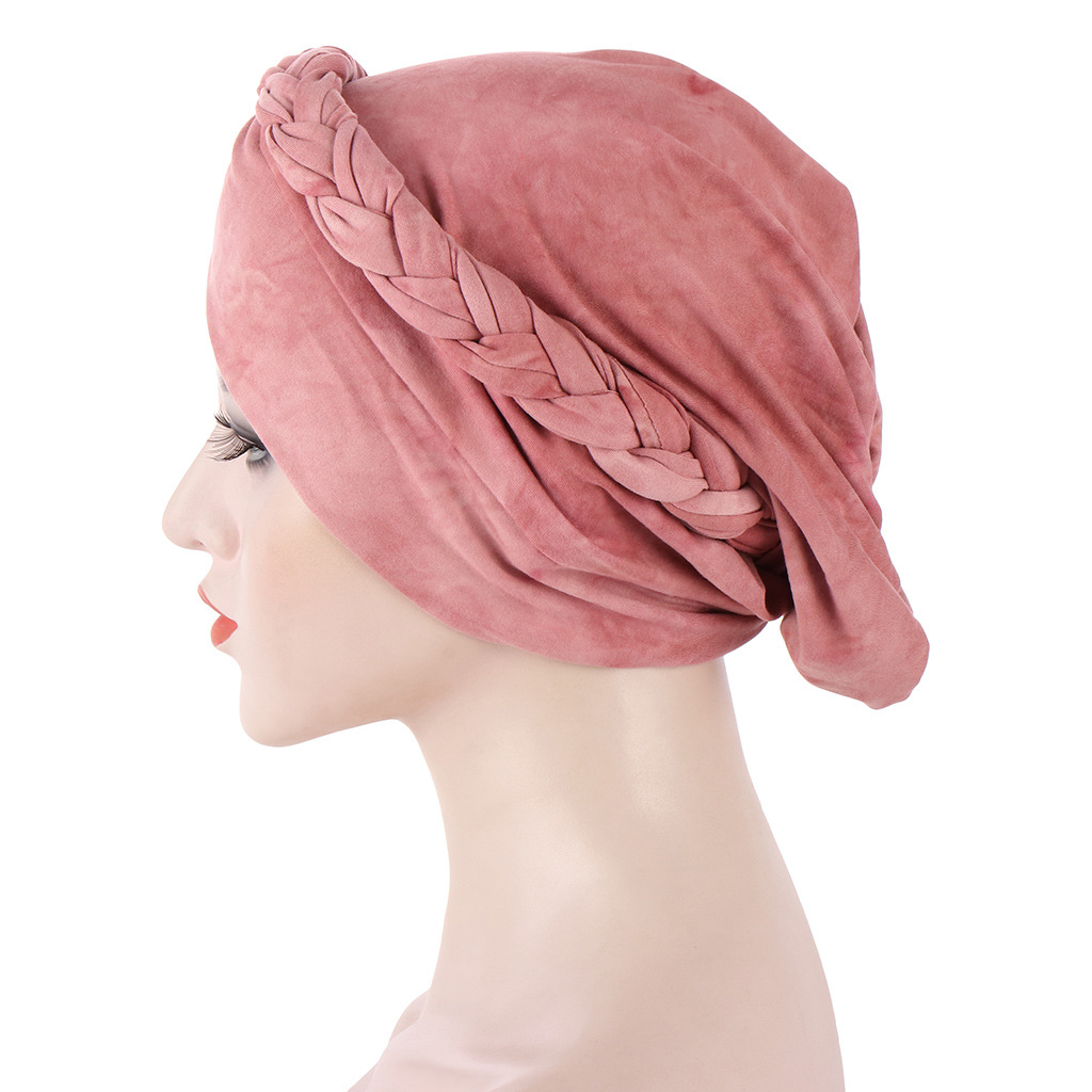 Muslim New Tie Dye Short Braid Soft Braid Hat Turban Hat