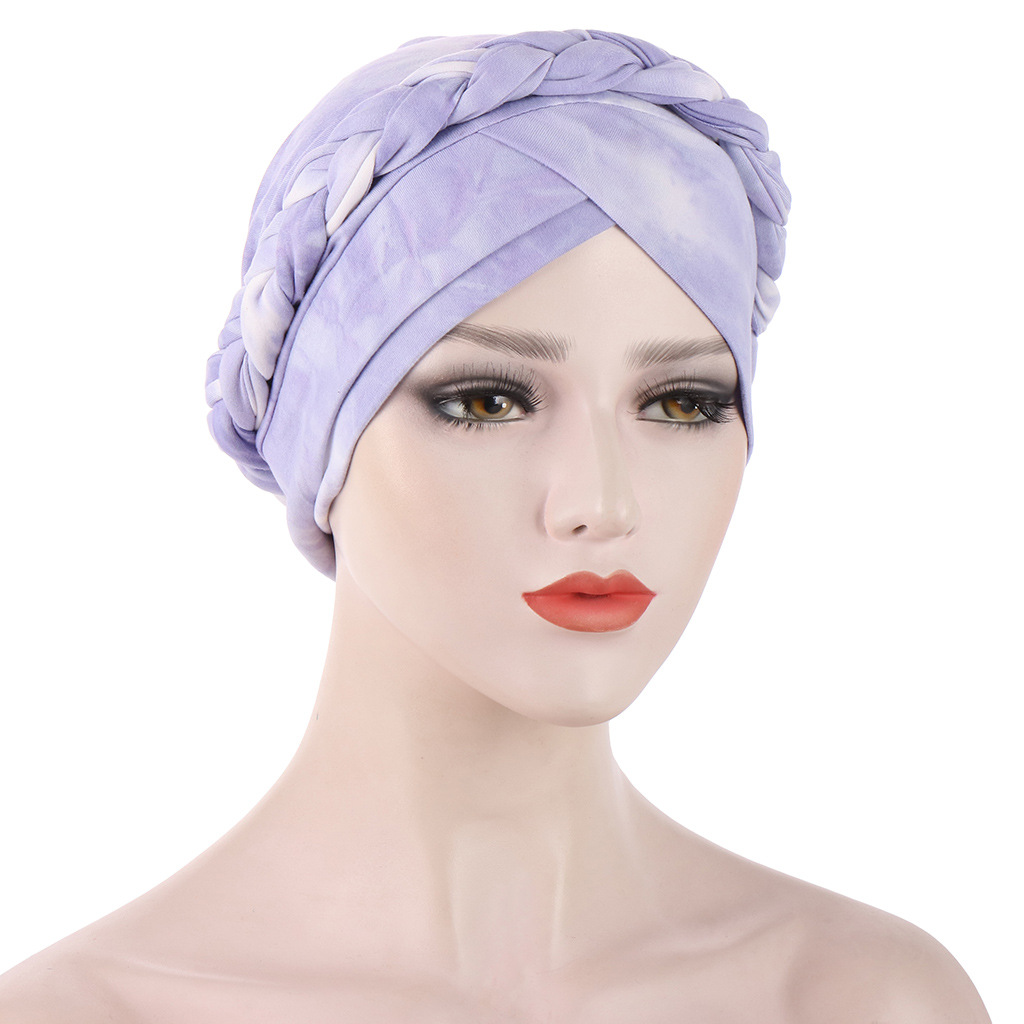 Muslim New Tie Dye Short Braid Soft Braid Hat Turban Hat