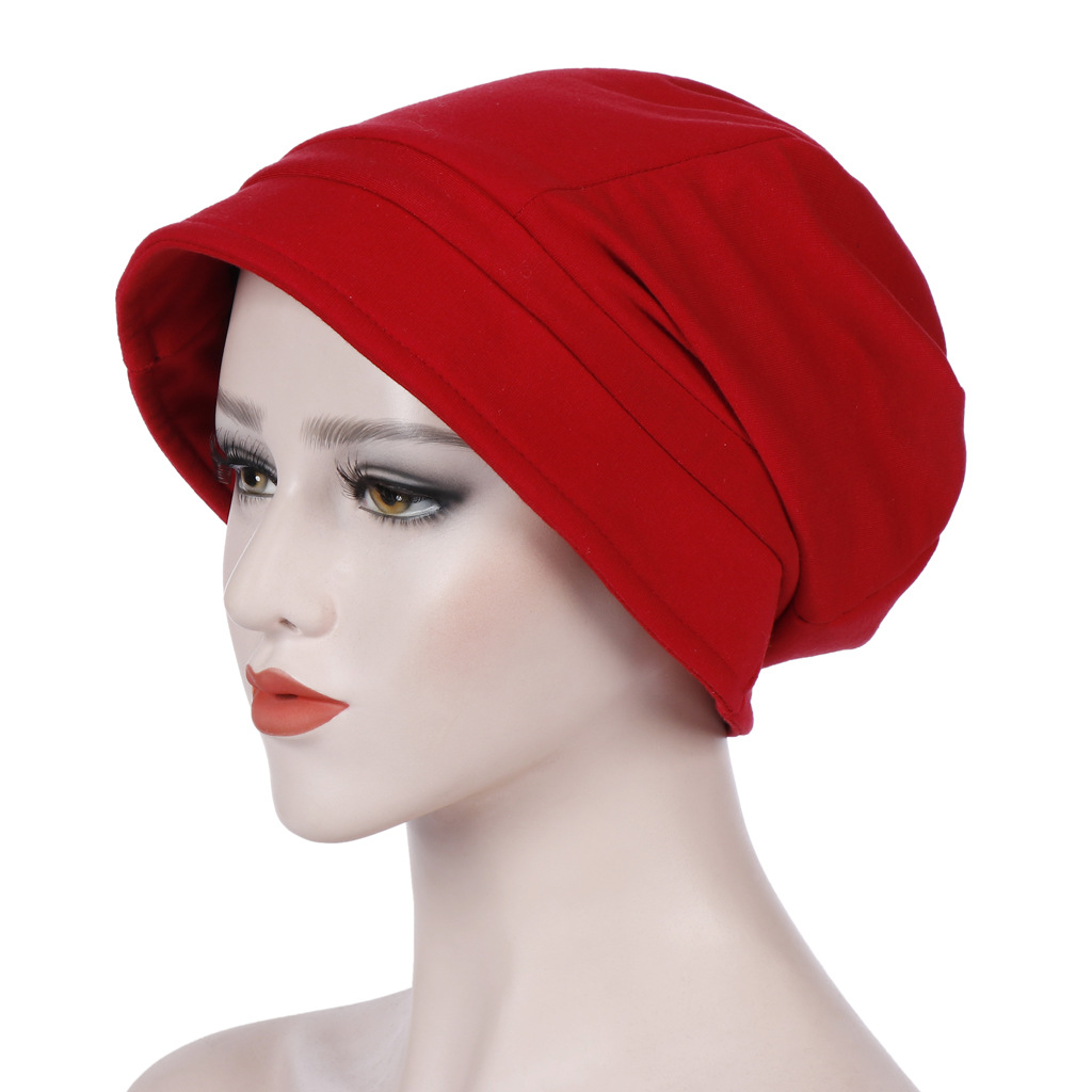 Cotton big brim hexagonal headgear Muslim headscarf hat Europe and the United States solid color decorative hat sun hat