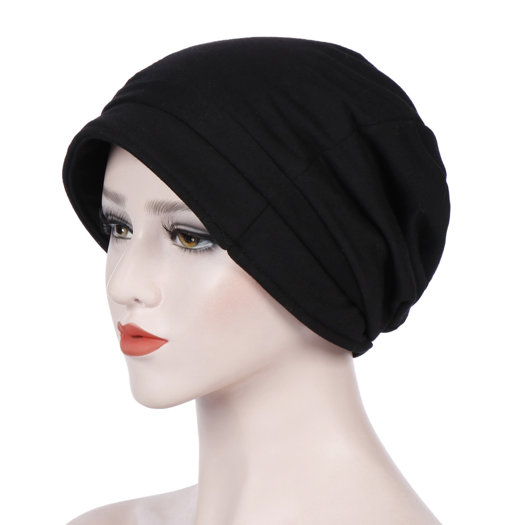 Cotton big brim hexagonal headgear Muslim headscarf hat Europe and the United States solid color decorative hat sun hat