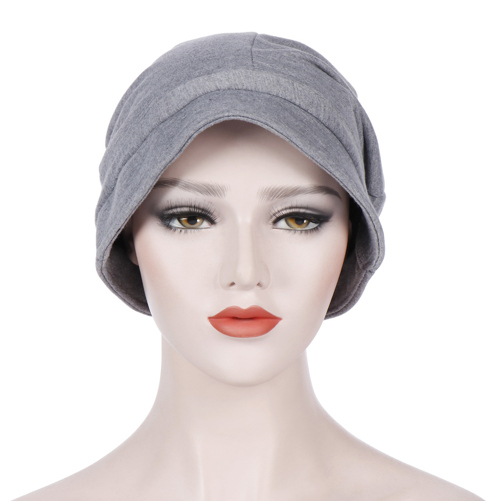 Cotton big brim hexagonal headgear Muslim headscarf hat Europe and the United States solid color decorative hat sun hat