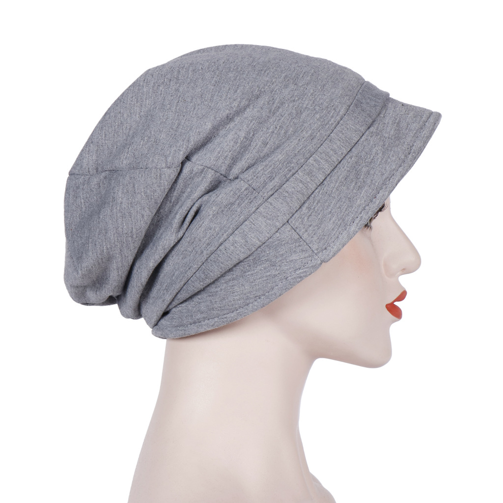 Cotton big brim hexagonal headgear Muslim headscarf hat Europe and the United States solid color decorative hat sun hat