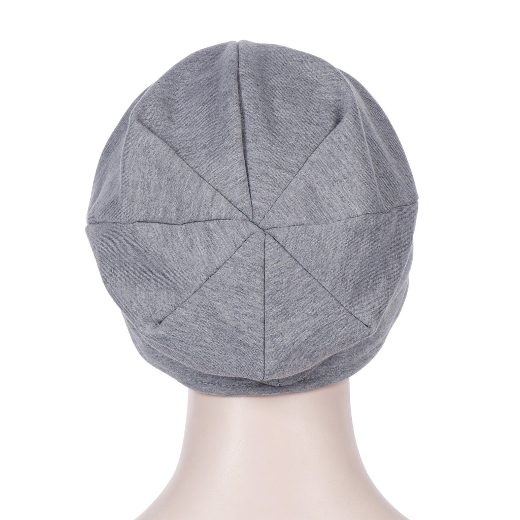 Cotton big brim hexagonal headgear Muslim headscarf hat Europe and the United States solid color decorative hat sun hat