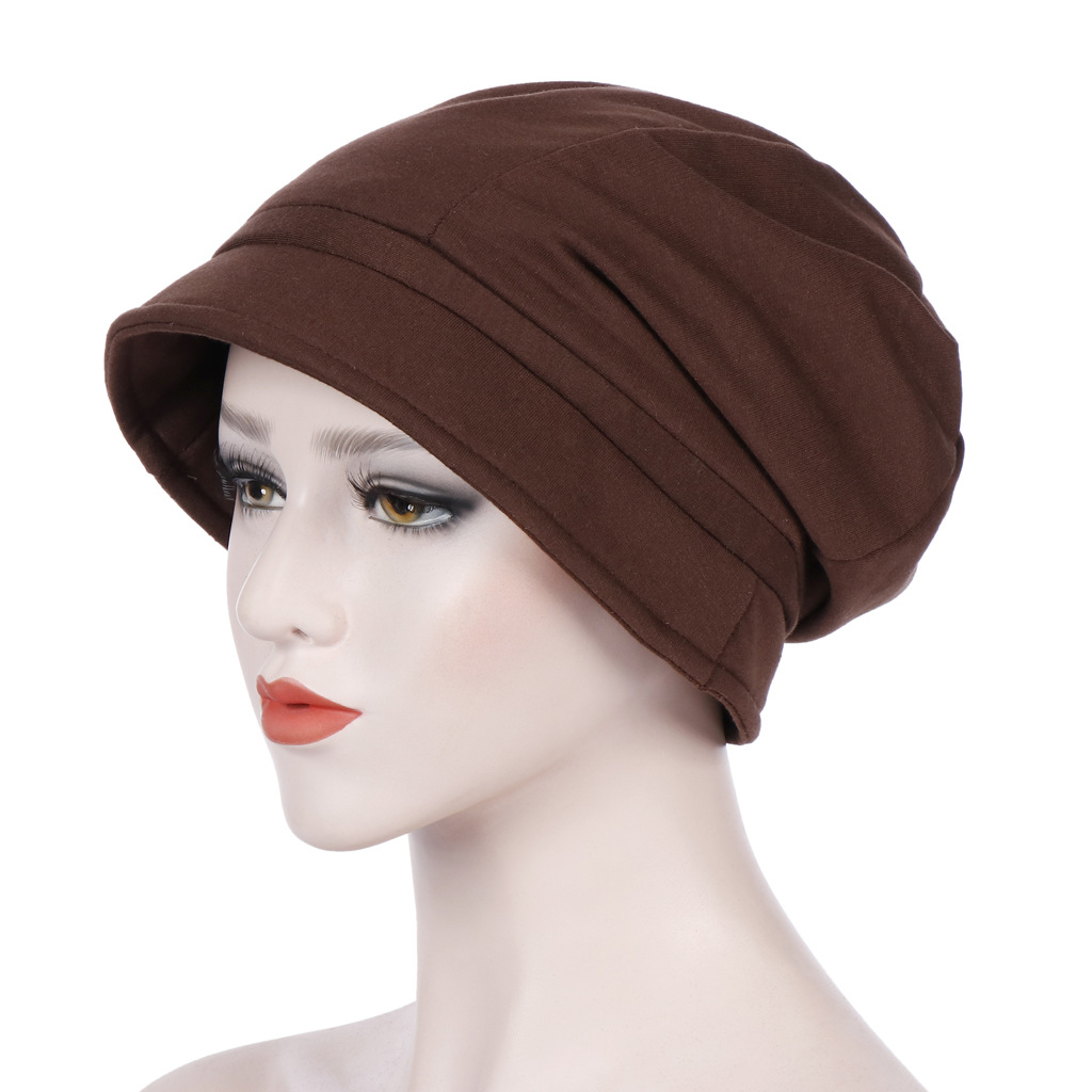 Cotton big brim hexagonal headgear Muslim headscarf hat Europe and the United States solid color decorative hat sun hat