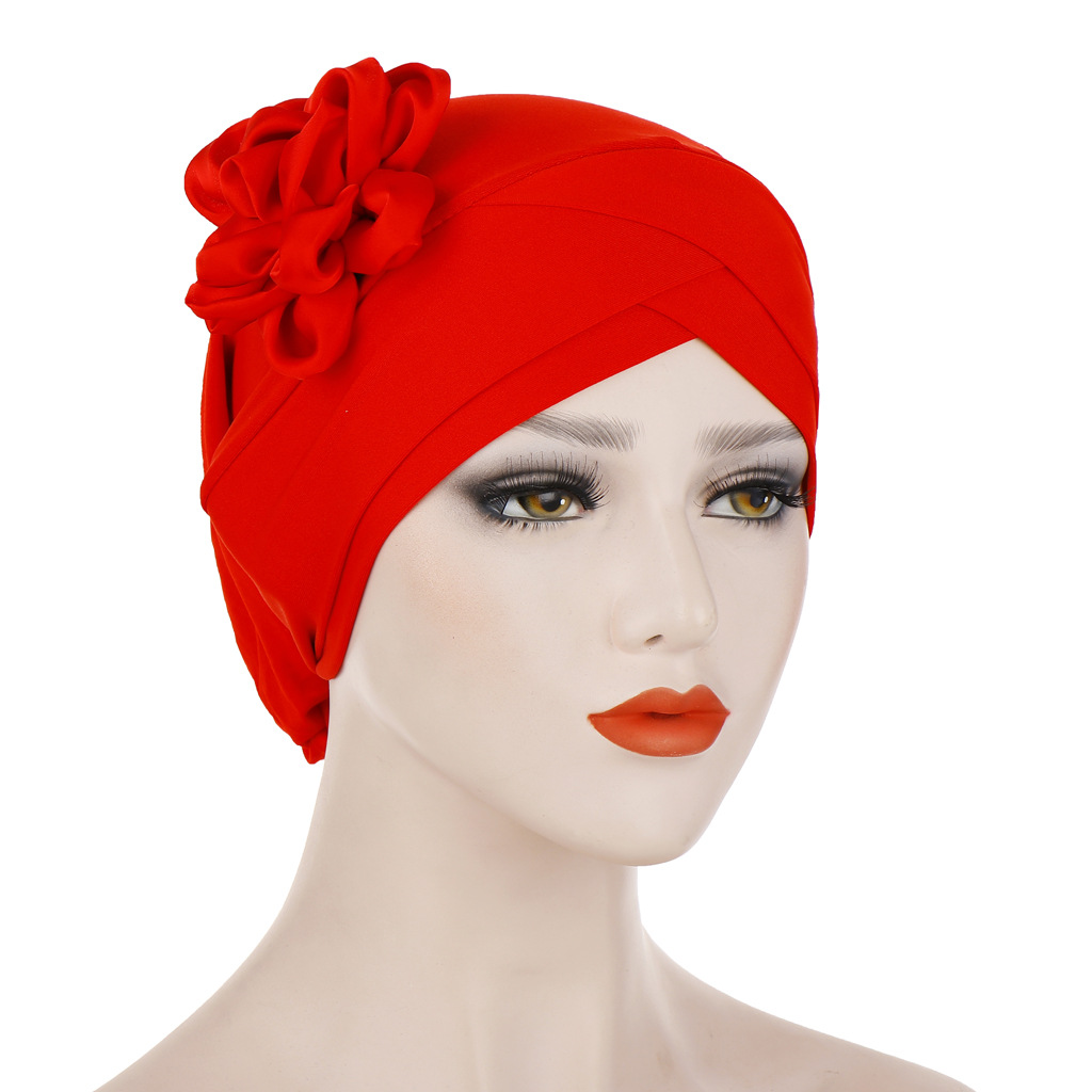 Muslim flower chemotherapy cap multicolor milk silk comfortable nightcap simple pullover cap