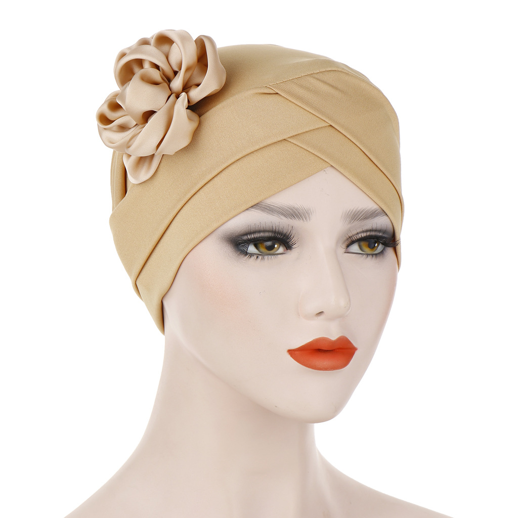 Muslim flower chemotherapy cap multicolor milk silk comfortable nightcap simple pullover cap