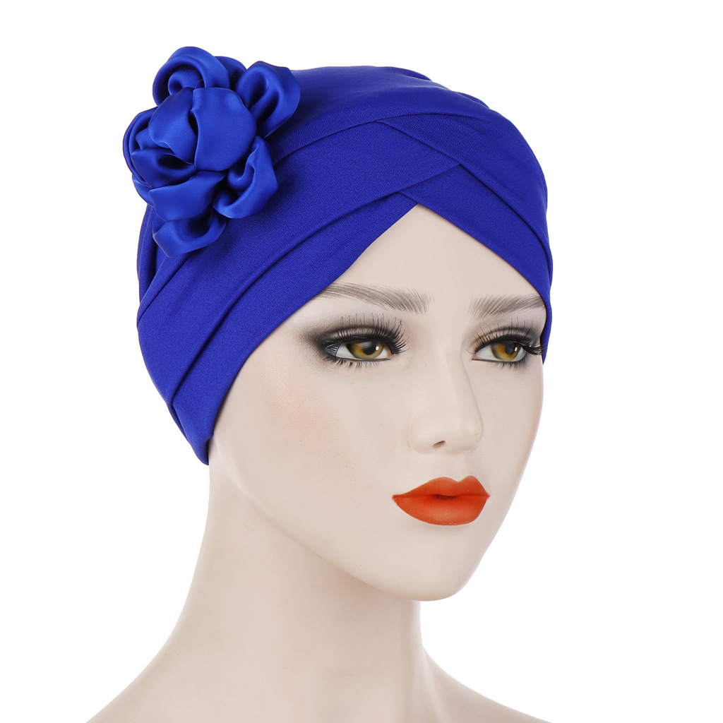 Muslim flower chemotherapy cap multicolor milk silk comfortable nightcap simple pullover cap