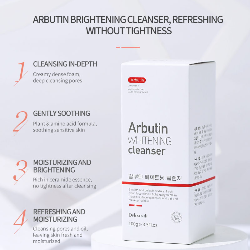 Arbutin Whitening Cleanser Amino Acid Foam Face Cleanser Fade Dark Spots Even Skin Tone Moisturizing Improve Dullness Skin Care