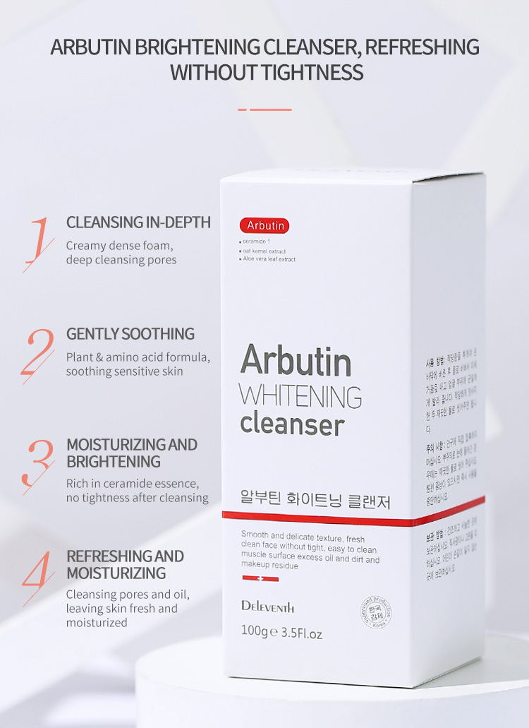 Arbutin Whitening Cleanser Amino Acid Foam Face Cleanser Fade Dark Spots Even Skin Tone Moisturizing Improve Dullness Skin Care