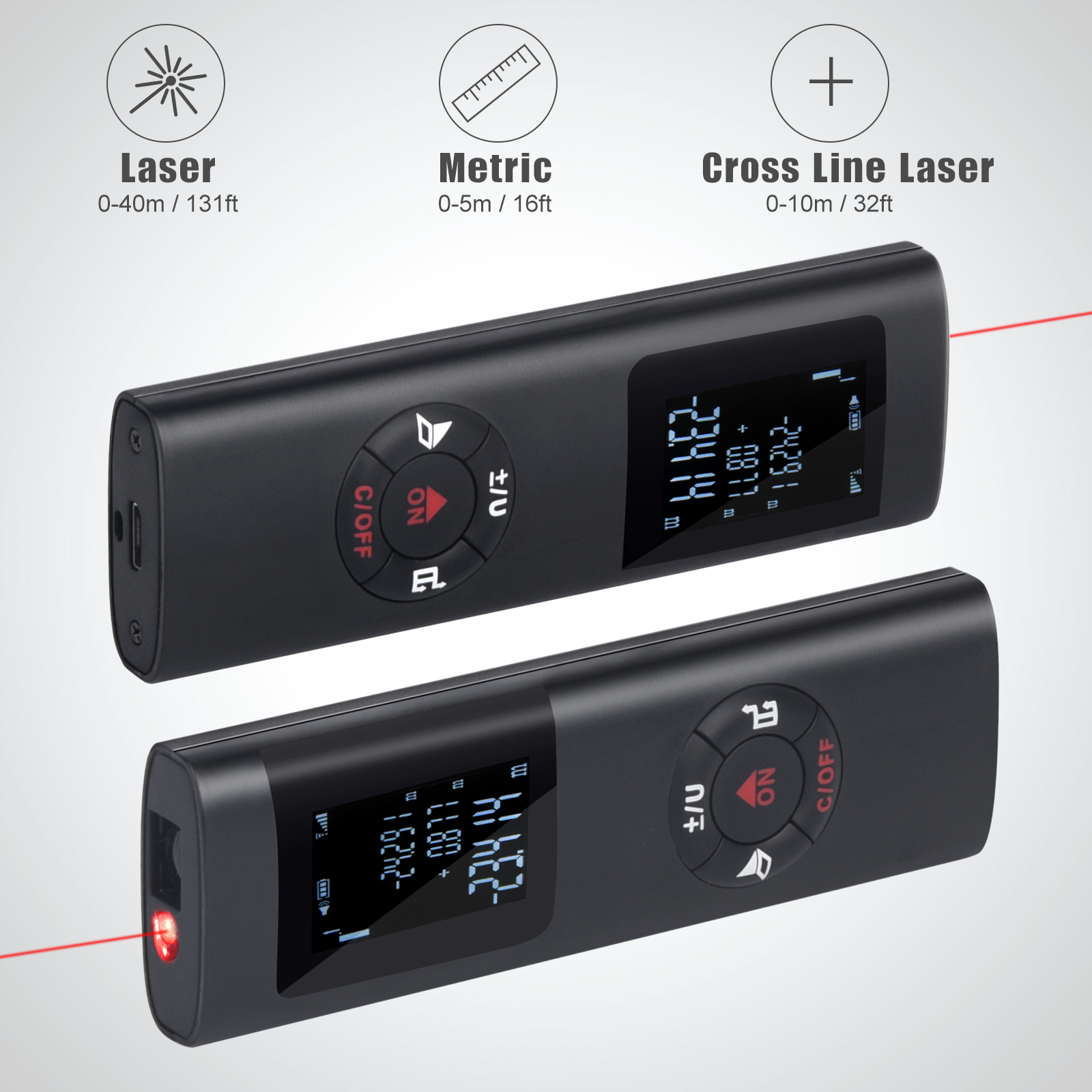 Laser range finder USB charging 40m Digital Distance Area tape measure rangefinder laser Digital Laser Distance Meter