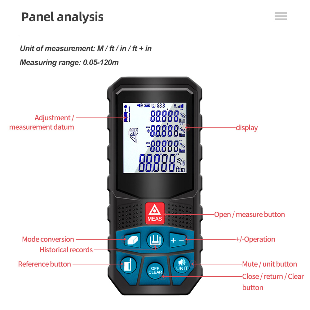 Laser Distance Meter 40m Infrared Rangefinder Digital Range Finder Laser Tape Measure Distance Meter
