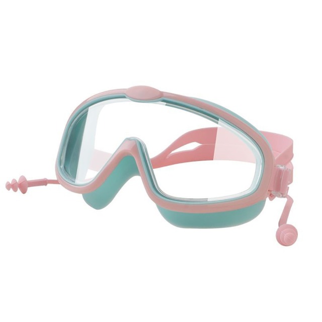 Outdoor Swim Goggles Earplug 2 in 1 Set for Kids Anti-Fog UV Protection Swimming Glasses With Earplugs for 4-15 Years Children