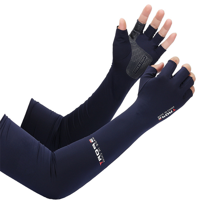 2pcs Sport Arm Sleeves Cycling Running Fishing Climbing Arm Cover Sun UV Protection Ice Cool Sleeves With 5-finger Cuff