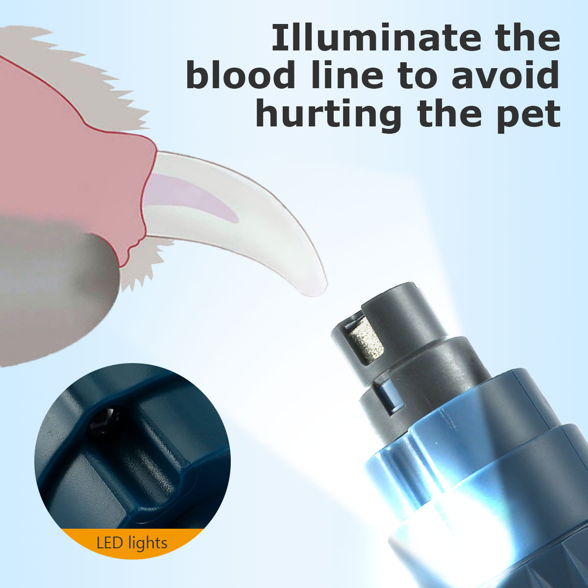 Electric Dog Nail Grinder With LED Light Rechargeable Pet Nail Clipper Dogs Automatic Cat Claws Cutter Trimmer For Dogs Grooming
