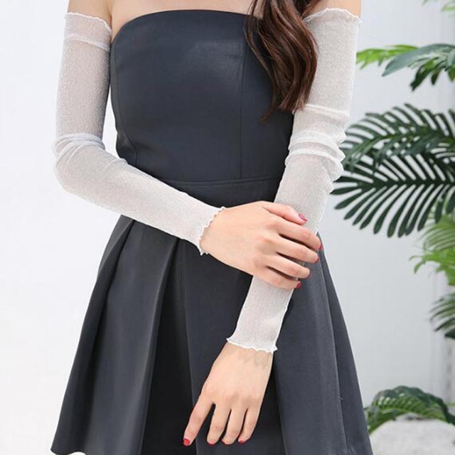 Women Fashion Lady Gauze Sun Protection Sleeves Gloves Thin Long Fingerless Arm Warmers Sunscreen Uv Breathable Mittens