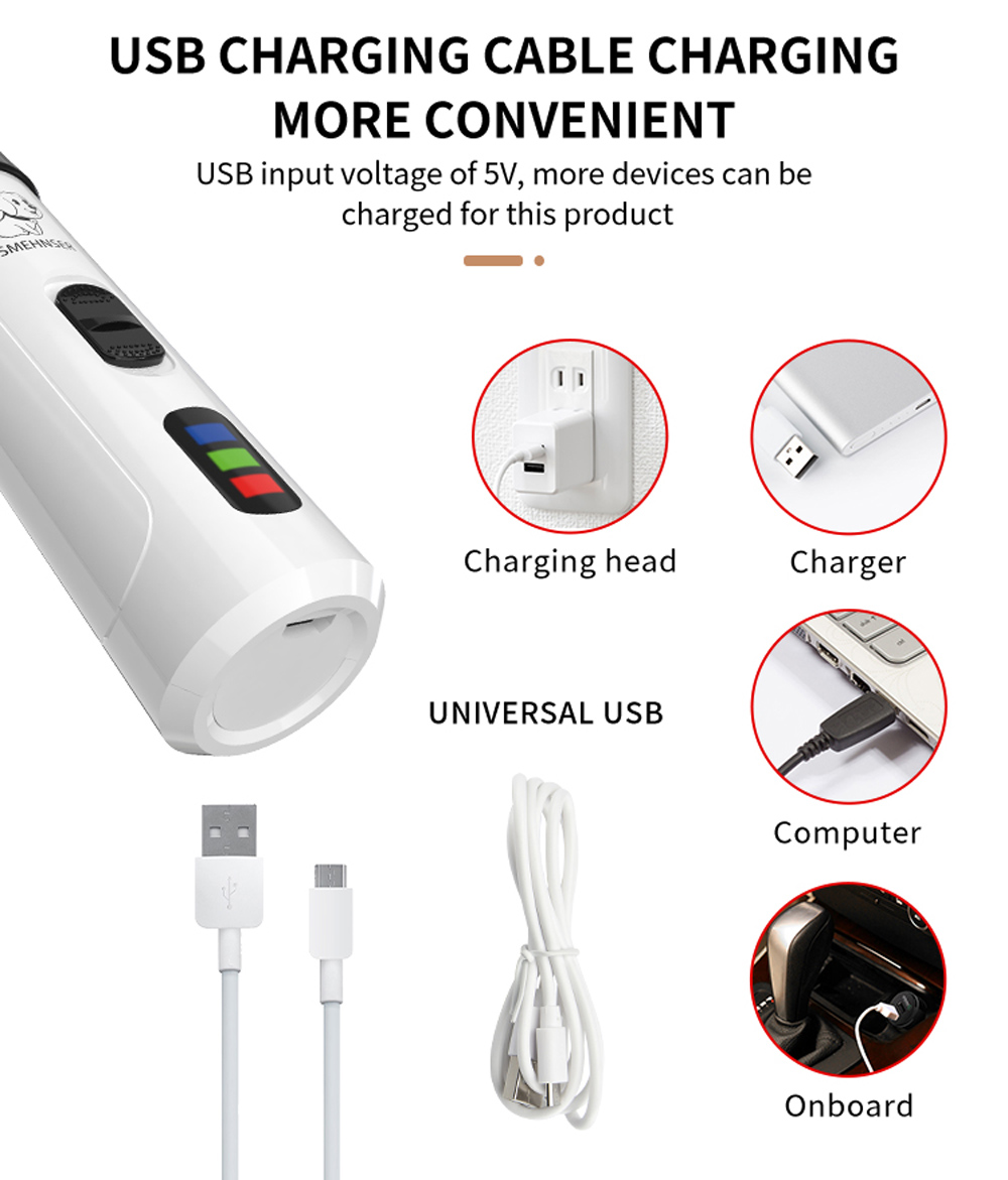 Electric Dog Nail Clippers for Dog Nail Grinders USB Rechargeable Pet Quiet Cat Paws Nail Grooming Trimmer Tools