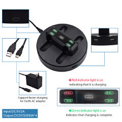 For Switch Game Controller Charger Holder Dock Station Charging For Nintend Switch Joycon 2 USB Ports Indicator Lights For Ps4