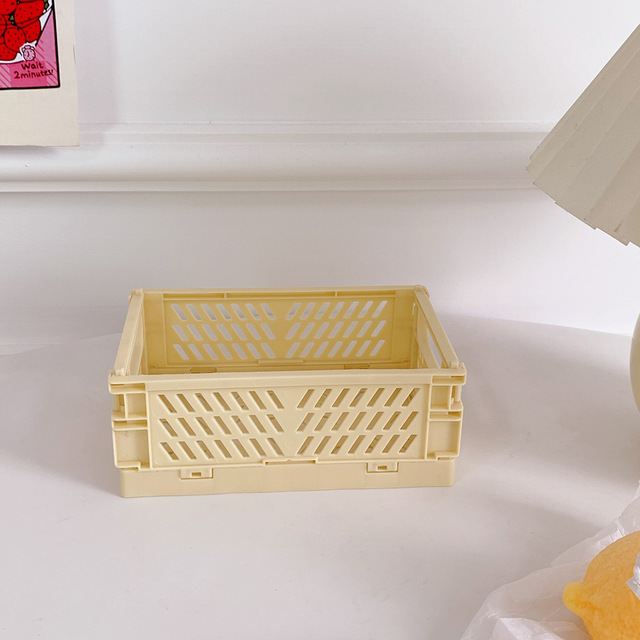 1 PC Mini Desktop Cream Colour Plastic Foldable Stationary Organizer for Pen Pencil Masking Tape Small Thing Storage