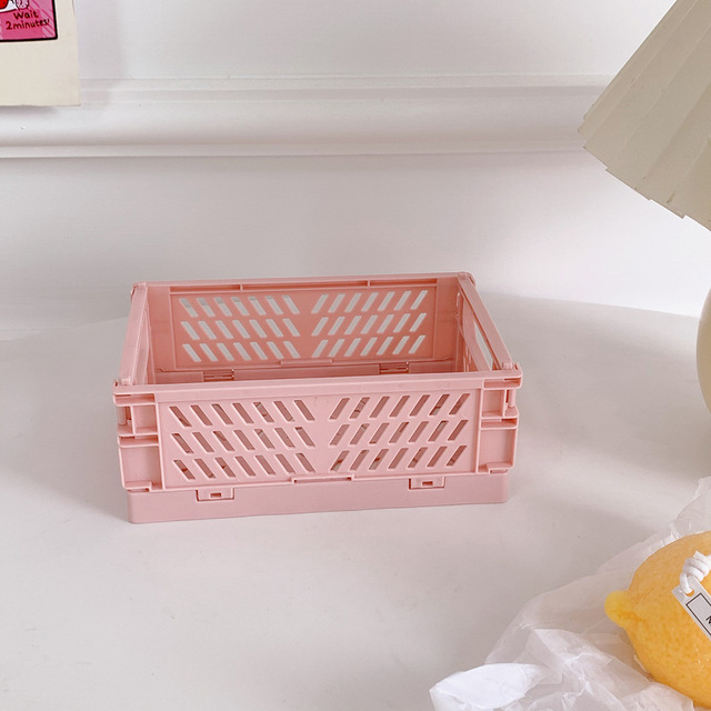1 PC Mini Desktop Cream Colour Plastic Foldable Stationary Organizer for Pen Pencil Masking Tape Small Thing Storage