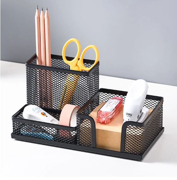 Desk Stationery Organizer Creative Metal Pen Holder Pencil File Storage Rack  Storage Box Office Accessories