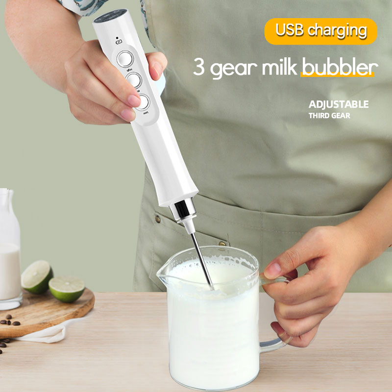 Kitchen  Dining room appliances USB Rechargeable Milk Frother Handheld Electric Mixer Foam Maker Stainless Whisk 3 Speed for Coffee Cappuccino