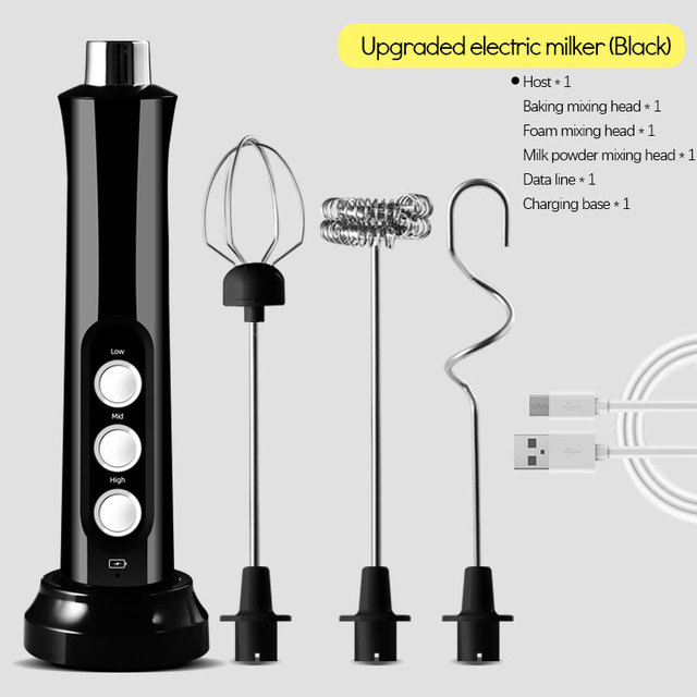Kitchen  Dining room appliances USB Rechargeable Milk Frother Handheld Electric Mixer Foam Maker Stainless Whisk 3 Speed for Coffee Cappuccino