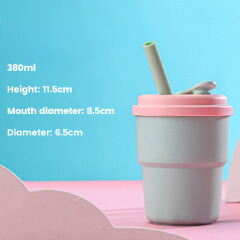 Silicone Straw Cup Baby Learning Drinking Household Drink Milk Coffee Mugs Anti-Fall Water Bottle Bpa Free Eco-Friendly