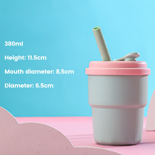 Silicone Straw Cup Baby Learning Drinking Household Drink Milk Coffee Mugs Anti-Fall Water Bottle Bpa Free Eco-Friendly