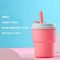 Silicone Straw Cup Baby Learning Drinking Household Drink Milk Coffee Mugs Anti-Fall Water Bottle Bpa Free Eco-Friendly