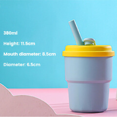Silicone Straw Cup Baby Learning Drinking Household Drink Milk Coffee Mugs Anti-Fall Water Bottle Bpa Free Eco-Friendly