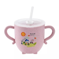 Baby learning water cup, with double handles and lid, leak-proof baby water cup bottle with straws, children’s training cup
