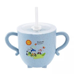 Baby learning water cup, with double handles and lid, leak-proof baby water cup bottle with straws, children’s training cup