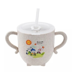 Baby learning water cup, with double handles and lid, leak-proof baby water cup bottle with straws, children’s training cup