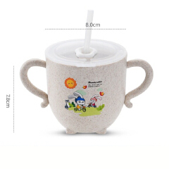 Baby learning water cup, with double handles and lid, leak-proof baby water cup bottle with straws, children’s training cup