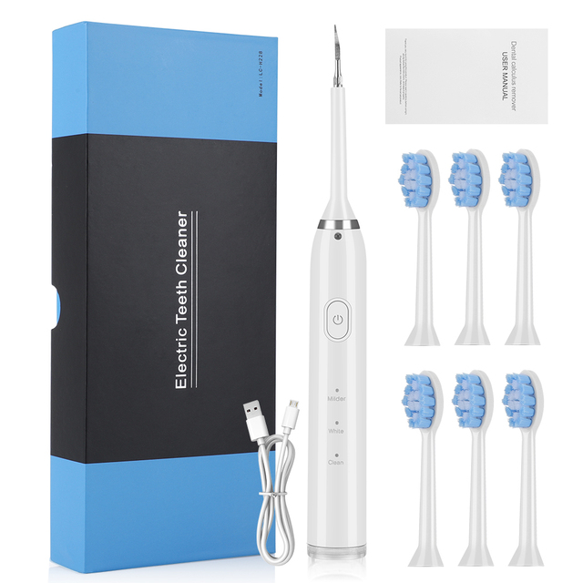 Electric Dental Scaler Teeth Cleaner Calculus Tartar Stain Removal with  Replaceable Brush Head Teeth Whitening irrigador Oral