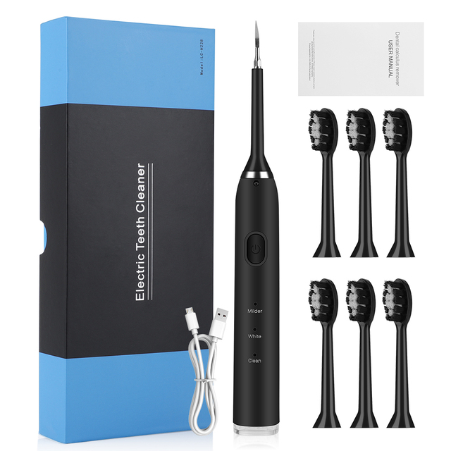 Electric Dental Scaler Teeth Cleaner Calculus Tartar Stain Removal with  Replaceable Brush Head Teeth Whitening irrigador Oral