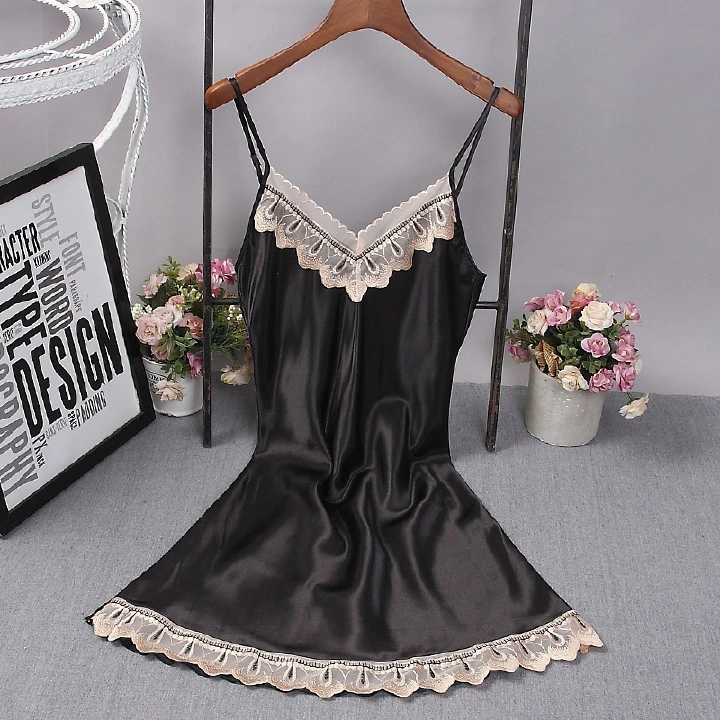 Spring, summer and autumn elegant and sexy five-point sleeves palace style satin simulation silk ladies nightgown two-piece set