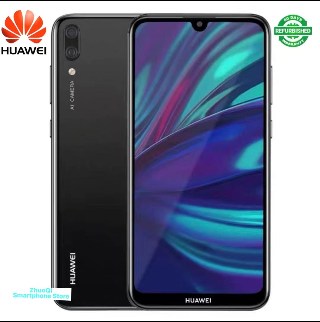 Refurbished Huawei Y7 2019 Android Smartphone 4+64/128G 6.26 inch Screen Rear 13MP+2MP Front 8MP Camera 8 Core Face Unlock 4000mAh Battery Dual SIM LTE Phone