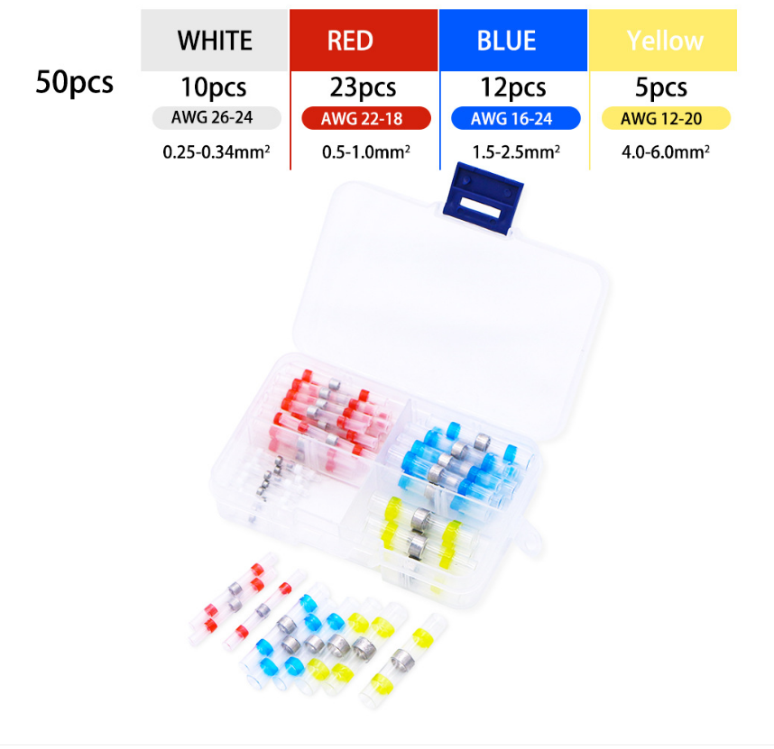 50/100/300/400/500/800 pcs Heat Shrink Butt Crimp Terminals Waterproof Solder Seal Electrical Connectors Wire AC DC power adapter Cable Splice plug