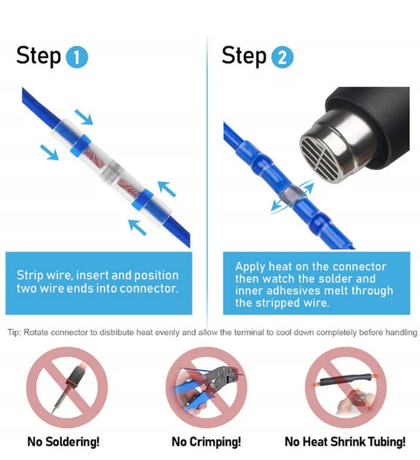 50/100/300/400/500/800 pcs Heat Shrink Butt Crimp Terminals Waterproof Solder Seal Electrical Connectors Wire AC DC power adapter Cable Splice plug