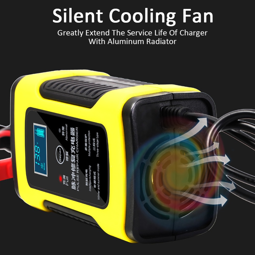 12V 6A Car Battery Charger Full Automatic Power Pulse Repair Chargers Wet Dry Lead Acid Battery Chargers Digital LCD Display