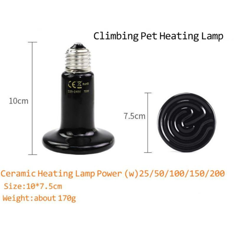 2pcs Aquarium Pop Accessories Ceramic Heating Crawler UVB Lamp Pet Raising Box Tortoise Wintering Pet Warming Heat Preservation Lamp