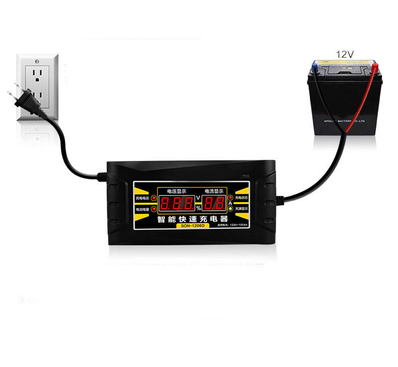 12V 6A EU/US 110-240V AC Input Automatic Smart Battery Charger Maintainer Desulfator for Lead Acid Batteries Car Battery Charger