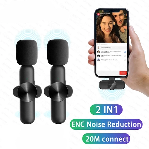 Wireless Lavalier Microphone Portable Audio Video Recording Mini Mic for iPhone Android Live Broadcast Gaming Phone Microfonoe