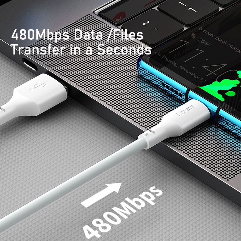 Baseus USB Cable for iPhone 7 6 Charger USB C Cable QC 3.0 Fast Charging Type-C Cable for Samsung S10 S9 Wire for Huawei Xiaomi