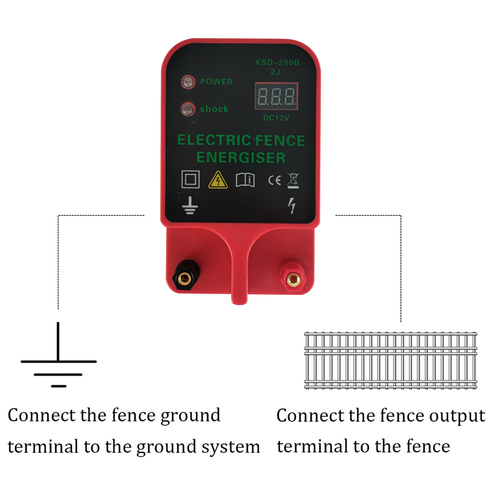 Electric Fence Livestock 10KM Electric Fence Charger High Voltage Pulse Controller Sheep Horse Poultry Fence Energizer Tools
