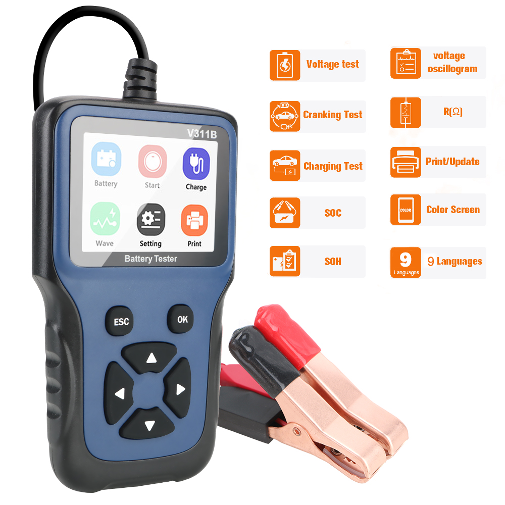 V311B 12V Car Battery Charger Tester Analyzer Automotive Auto Diagnostic Tool Car Charging Cricut Load Tester Analyzer Tools