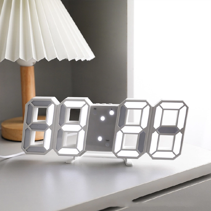 Intelligent 3D Digital Clock Alarm Clocks LED USB Interface Wall Clock Temperature clock