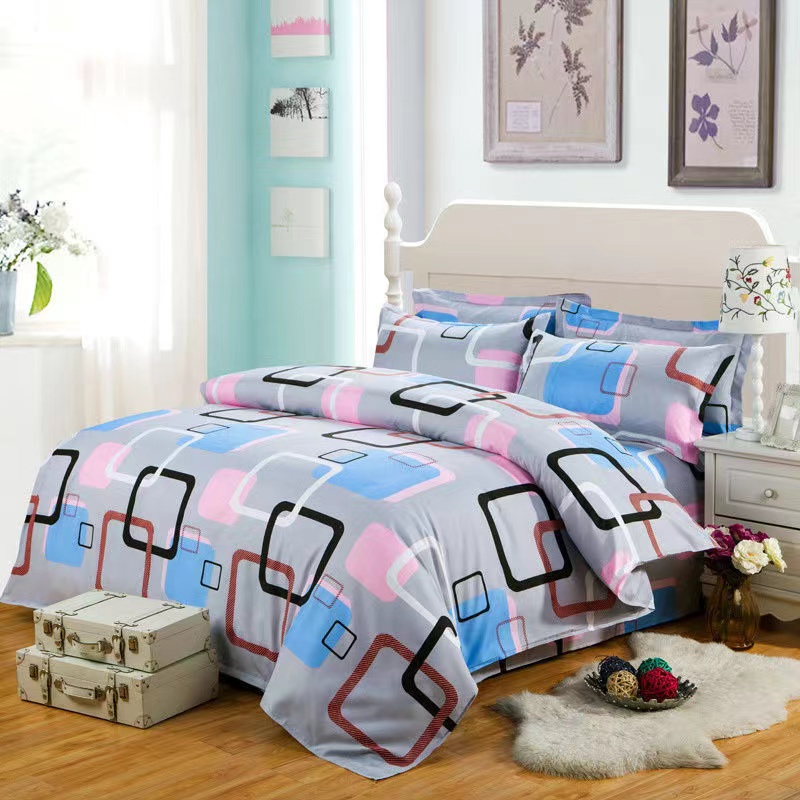 New Arrival 4 Pieces Bedding Set<without Duvet> duvet cover Geometric Printing Bedding sets & accessories(2 Pillow Covers +1 Duvet Cover +1 Bed Sheet) without Duvet